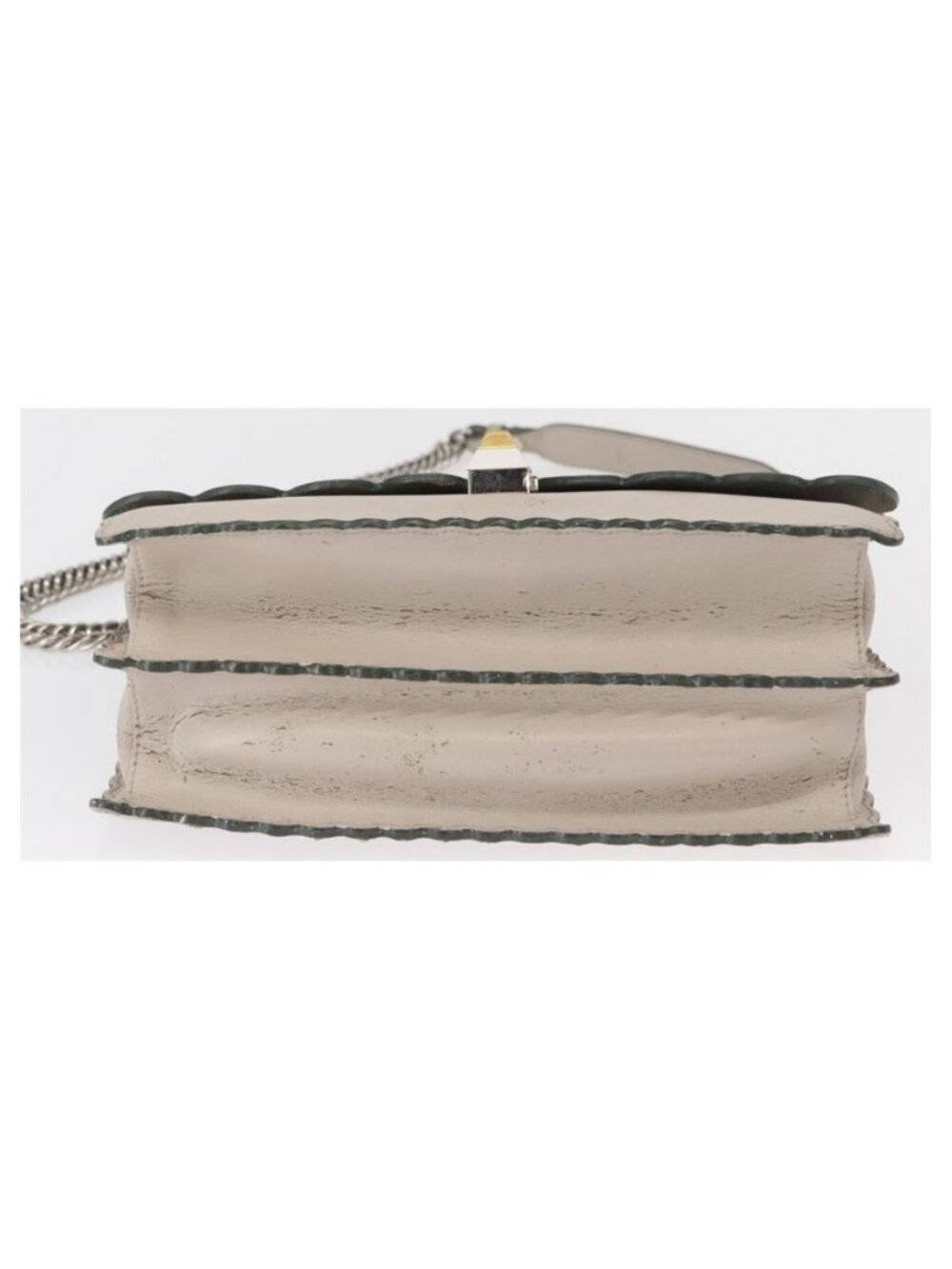 Authentic FENDI Chain Canai Shoulder Bag Leather 2way Gray Silver - Picture 6 of 16